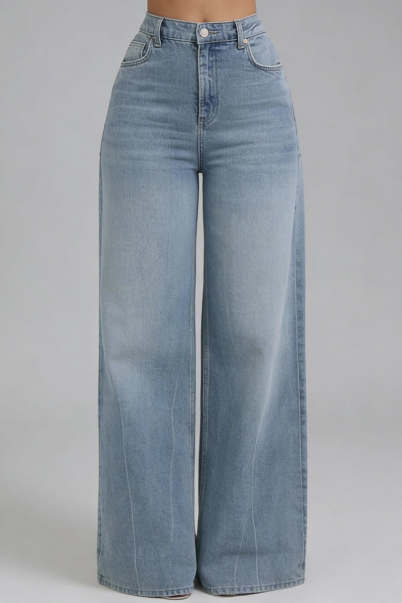 Relaxed High Waist Jeans-jeans > wide leg jeans-Laventaire-Laventaire