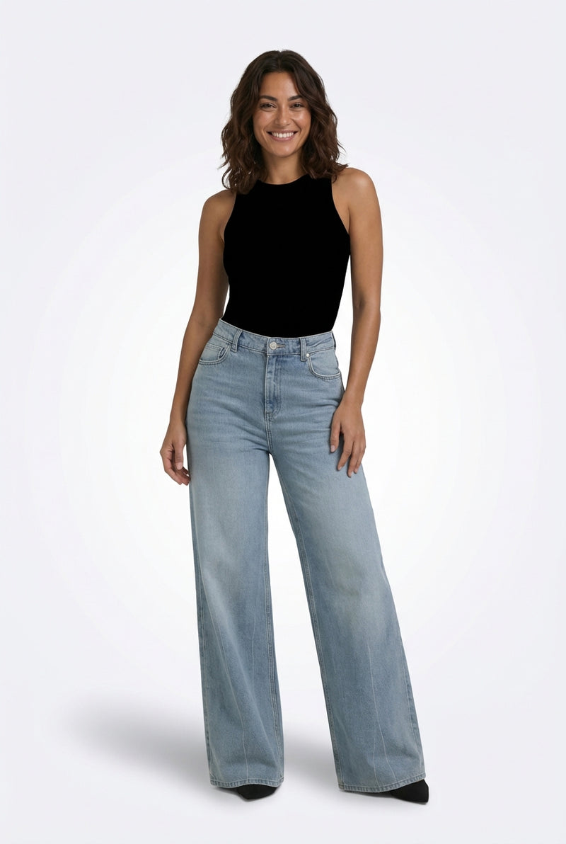 Relaxed High Waist Jeans-jeans > wide leg jeans-Laventaire-Light Blue-XS-Laventaire