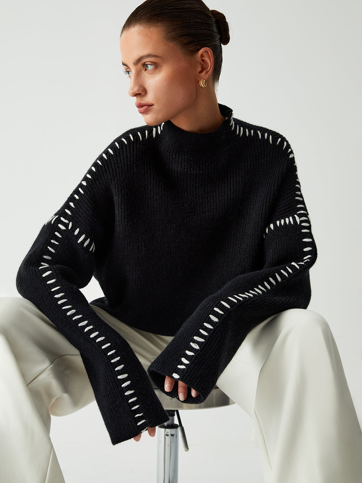 Relaxed Oversized Fit Sweater-sweaters > relaxed oversized fit sweater-Laventaire-Laventaire