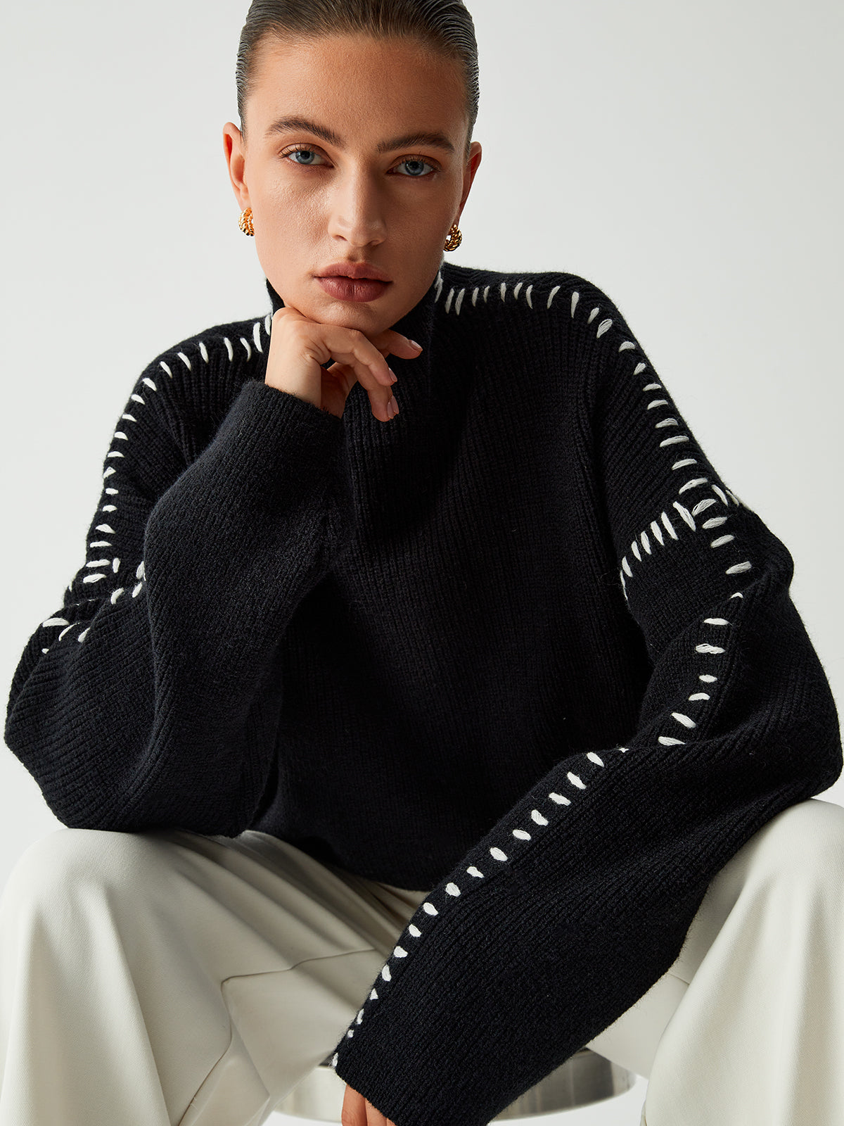 Relaxed Oversized Fit Sweater-sweaters > relaxed oversized fit sweater-Laventaire-Laventaire