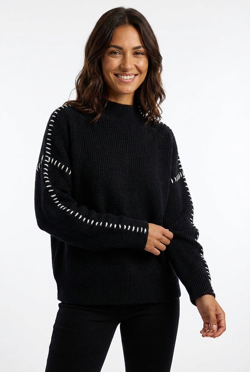 Relaxed Oversized Fit Sweater-sweaters > relaxed oversized fit sweater-Laventaire-Black-XS-Laventaire