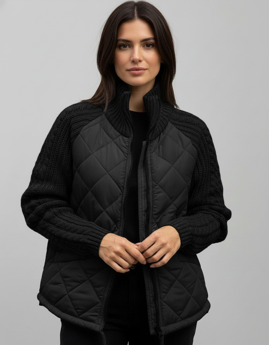Relaxed Quilted Jacket-jackets > quilted jackets-Laventaire-Black-S-Laventaire
