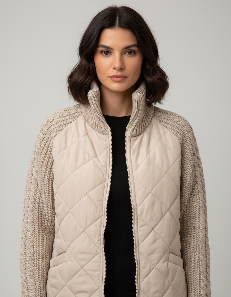 Relaxed Quilted Jacket-jackets > quilted jackets-Laventaire-Khaki-S-Laventaire