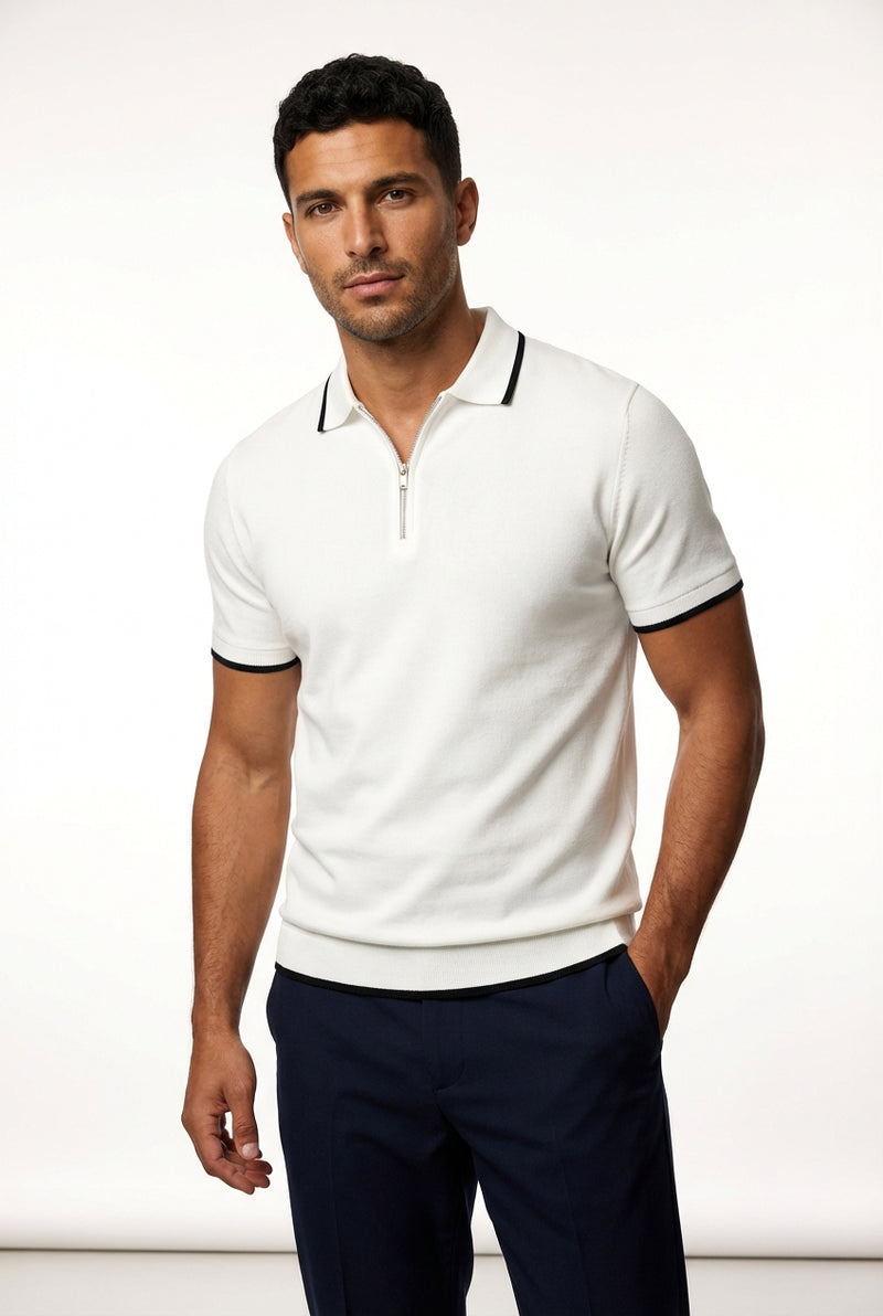 Relaxed Short Sleeve Polo Shirt-shirts > polo shirts-Laventaire-White-S-Laventaire