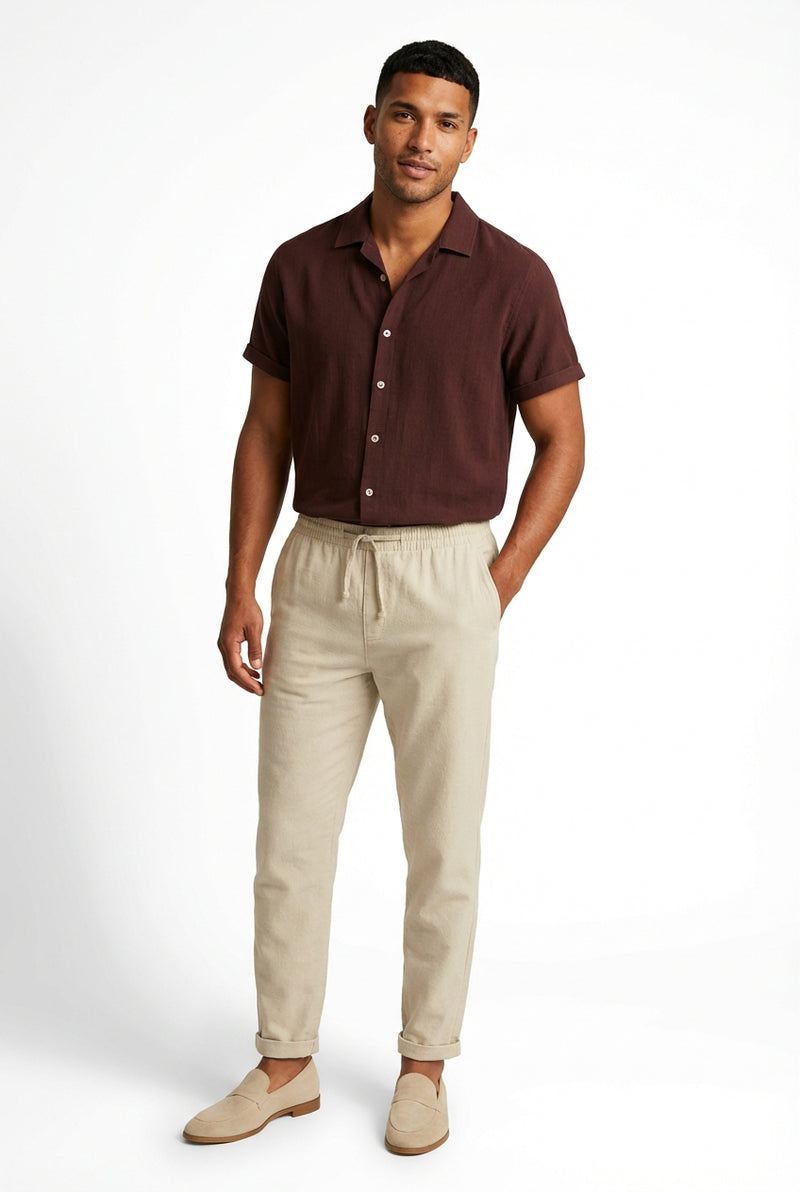 Resort Shirt Co-Ord Set-sets > casual set-Laventaire-Burgundy-S-Laventaire