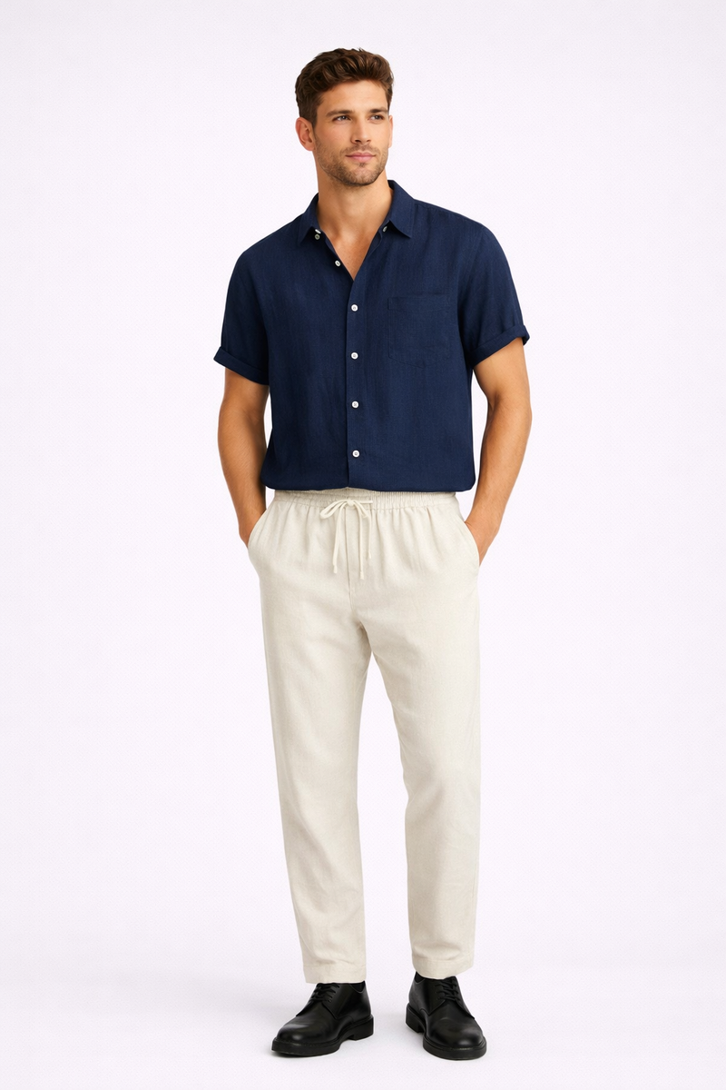 Resort Shirt Co-Ord Set-sets > casual set-Laventaire-Navy Blue-S-Laventaire