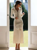 Ribbed Cream Maxi Dress-dresses > maxi dress-Laventaire-Laventaire
