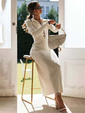 Ribbed Cream Maxi Dress-dresses > maxi dress-Laventaire-Laventaire