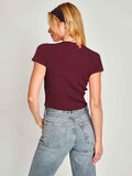 Ribbed Short Sleeve Top-tops > short sleeve tops-Laventaire-Laventaire