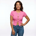 Ribbed Short Sleeve Top-tops > short sleeve tops-Laventaire-Laventaire