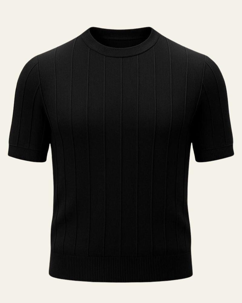 Ribbed Short Sleeve Top-tops > short sleeve tops-Laventaire-Laventaire