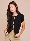 Ribbed Short Sleeve Top-tops > short sleeve tops-Laventaire-Laventaire