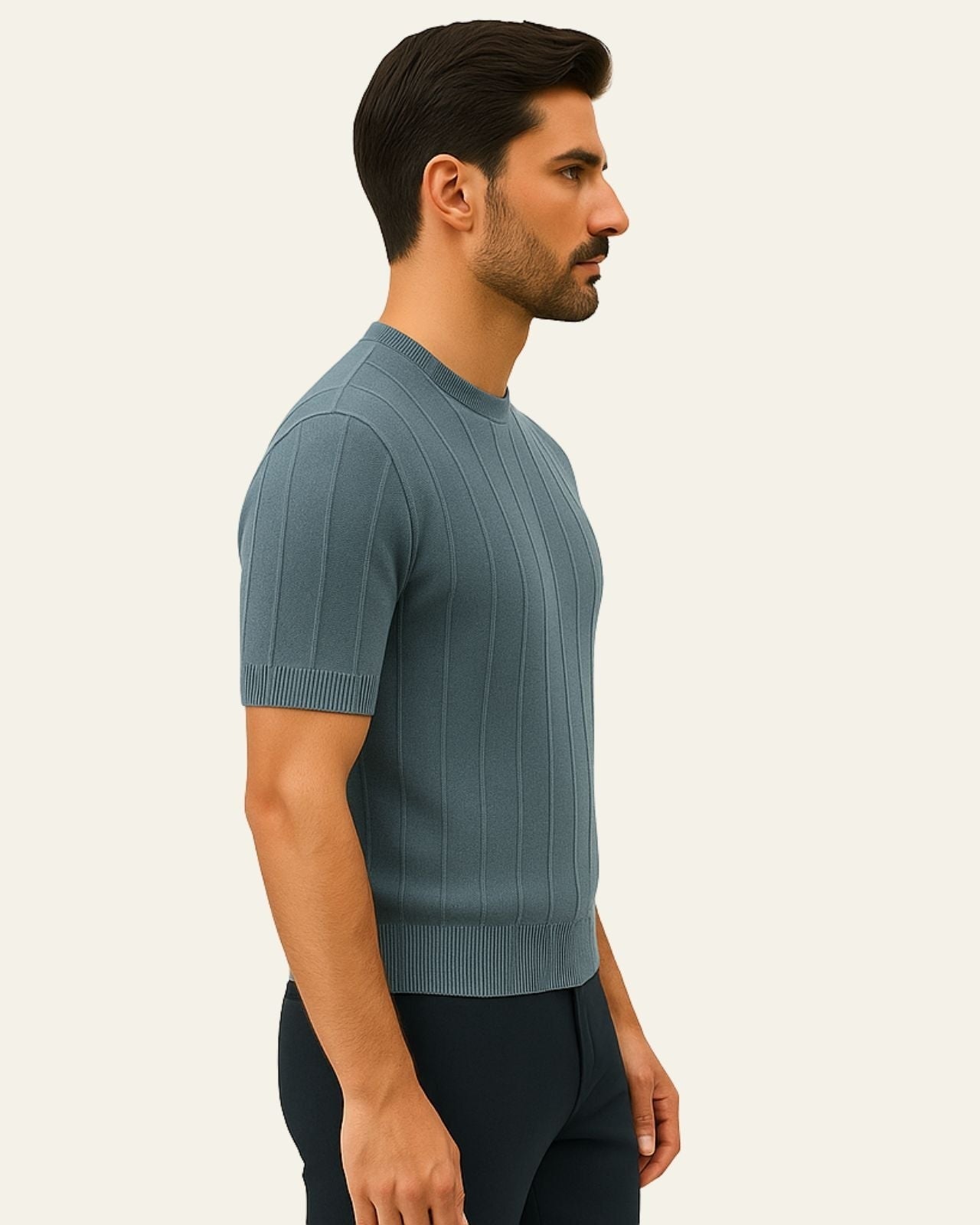 Ribbed Short Sleeve Top-tops > short sleeve tops-Laventaire-Laventaire