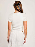 Ribbed Short Sleeve Top-tops > short sleeve tops-Laventaire-Laventaire