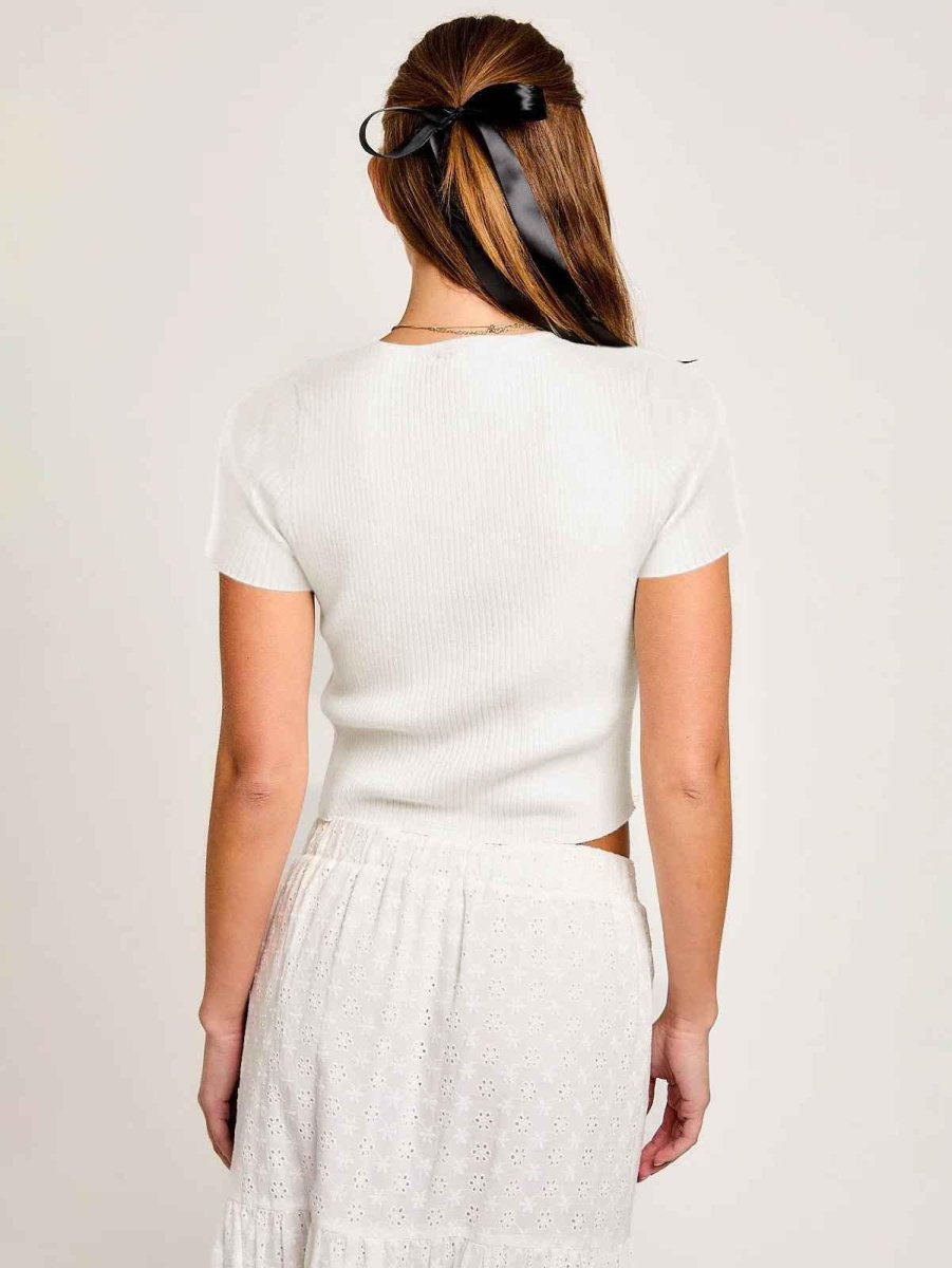 Ribbed Short Sleeve Top-tops > short sleeve tops-Laventaire-Laventaire