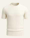 Ribbed Short Sleeve Top-tops > short sleeve tops-Laventaire-Cream-M-Laventaire