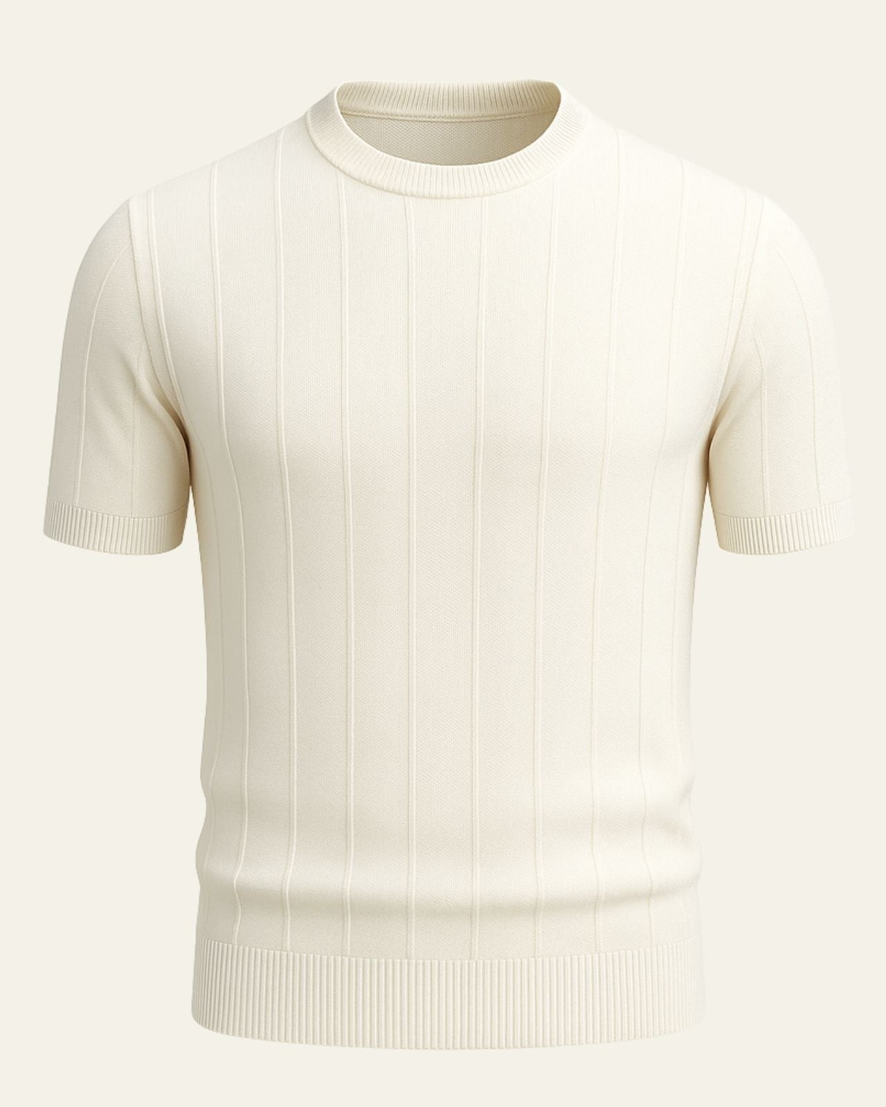 Ribbed Short Sleeve Top-tops > short sleeve tops-Laventaire-Cream-M-Laventaire