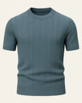 Ribbed Short Sleeve Top-tops > short sleeve tops-Laventaire-Teal Green-M-Laventaire