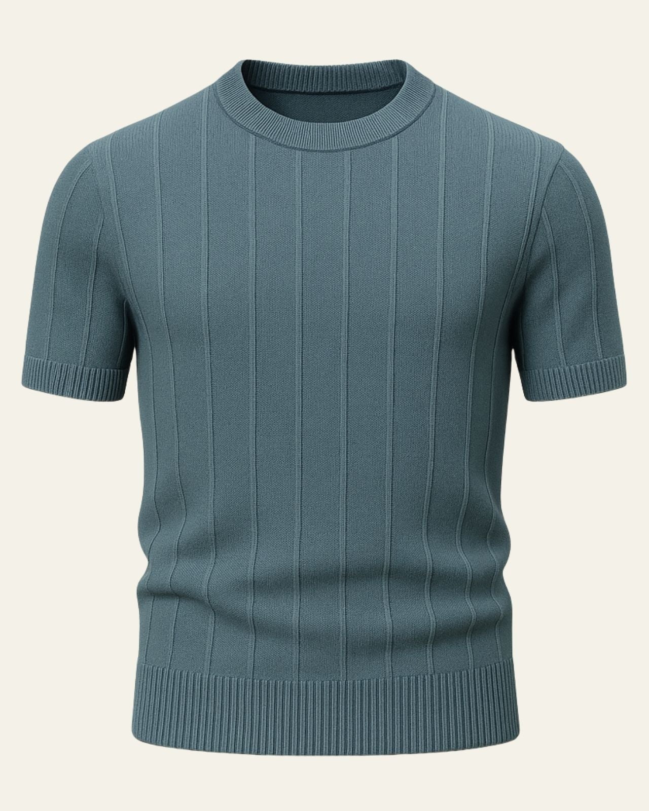 Ribbed Short Sleeve Top-tops > short sleeve tops-Laventaire-Teal Green-M-Laventaire