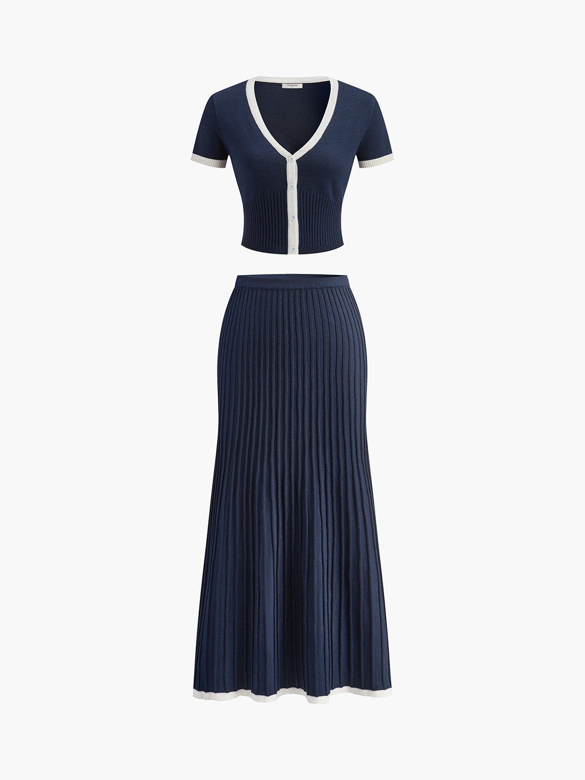 Ribbed Top Skirt Set-sets > top and skirt set-Laventaire-Laventaire