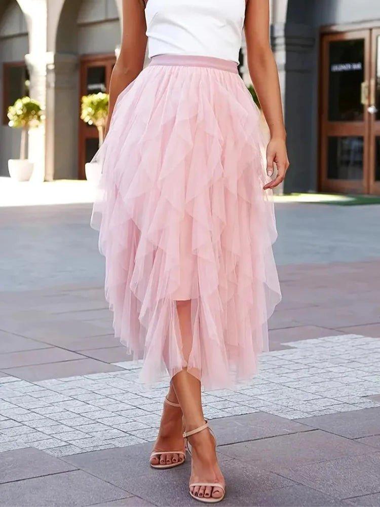Romantic Layered Midi Skirt-Skirts-Laventaire-Laventaire