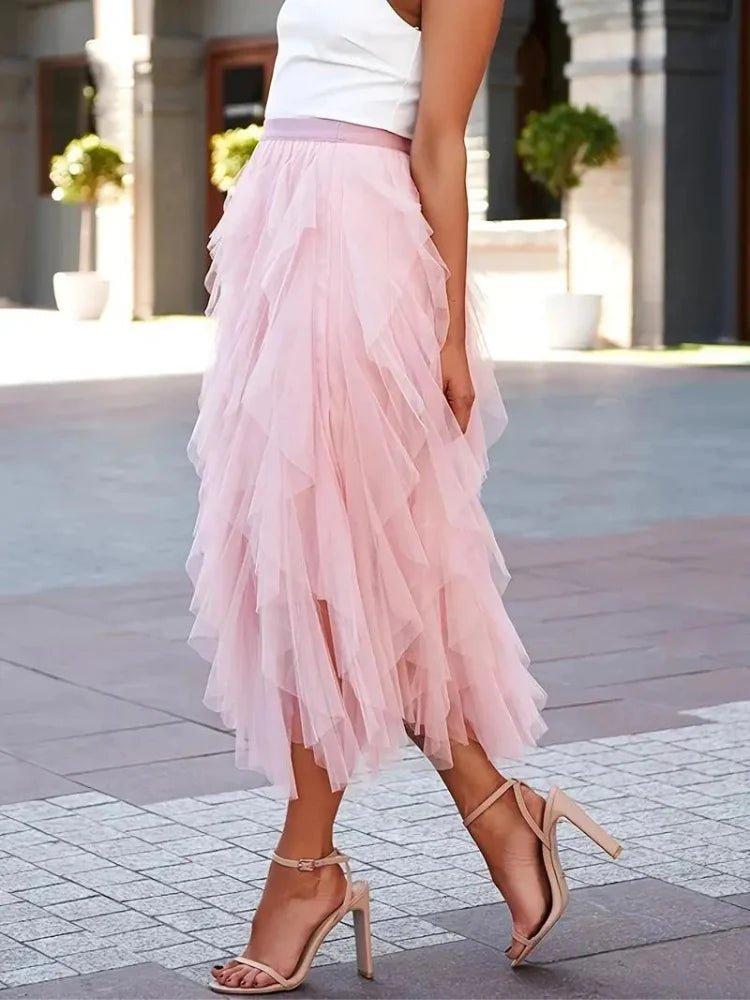 Romantic Layered Midi Skirt-Skirts-Laventaire-Laventaire