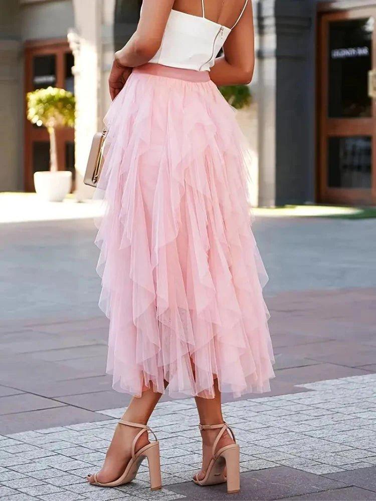 Romantic Layered Midi Skirt-Skirts-Laventaire-Laventaire