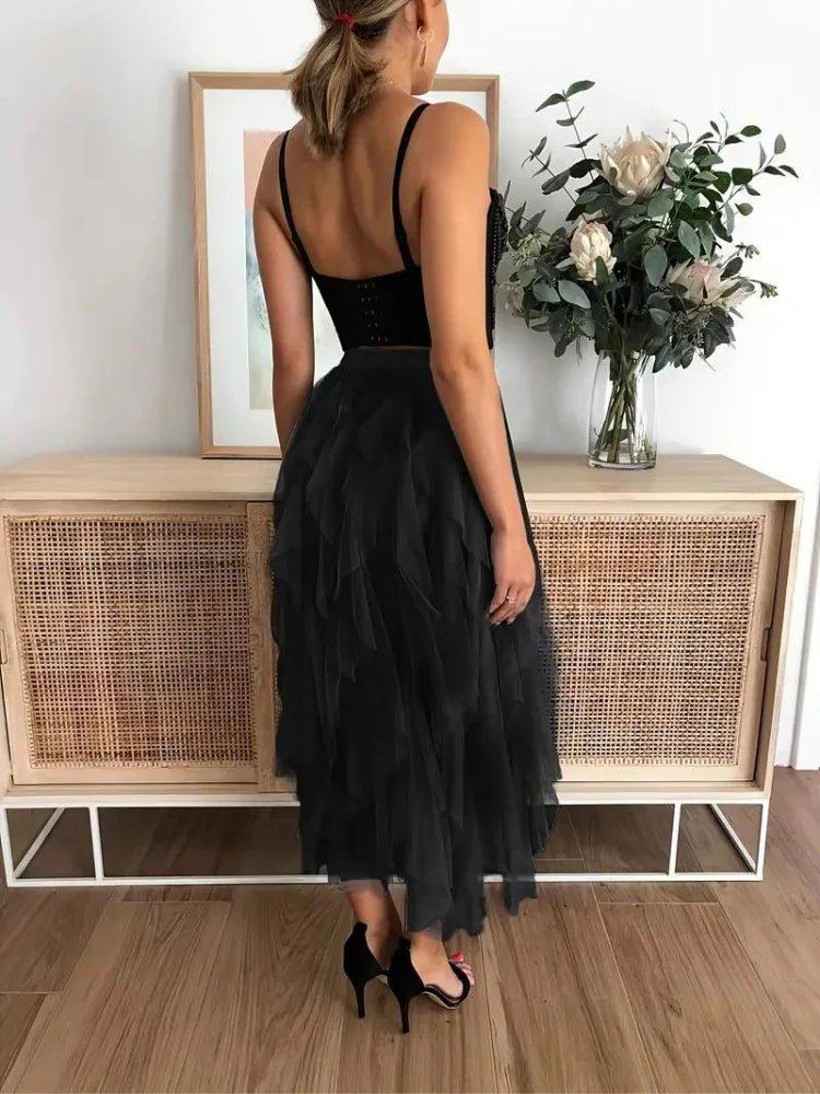Romantic Layered Midi Skirt-Skirts-Laventaire-Laventaire