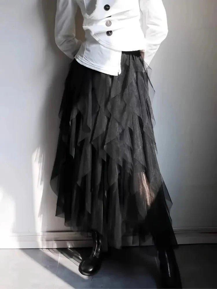 Romantic Layered Midi Skirt-Skirts-Laventaire-Laventaire