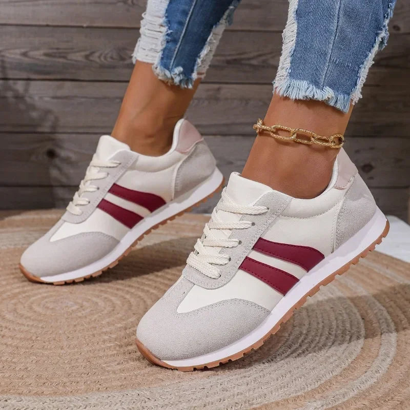 Round Toe Walking Shoes-shoes > walking shoes-Laventaire-Rose Red-36-Laventaire