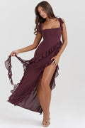 Ruffle Slit Maxi Dress-dresses > maxi dress-Laventaire-Laventaire