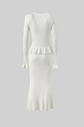 Ruffled V-Neck Knit Set-sets > knit set-Laventaire-Laventaire