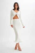 Scoop Neck Top Skirt Set-sets > top and skirt set-Laventaire-Off White-S-Laventaire