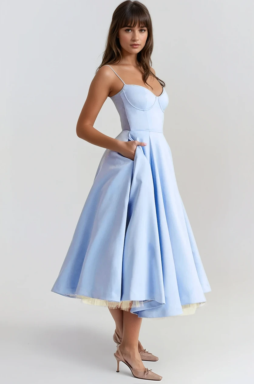 Sculpted Bodice Midi Dress-dresses > midi dress-Laventaire-Laventaire