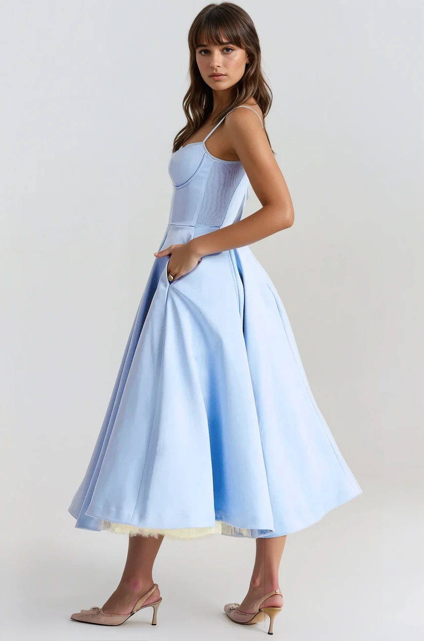 Sculpted Bodice Midi Dress-dresses > midi dress-Laventaire-Laventaire