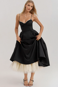 Sculpted Bodice Midi Dress-dresses > midi dress-Laventaire-Black-S-Laventaire