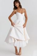 Sculpted Bodice Midi Dress-dresses > midi dress-Laventaire-White-S-Laventaire