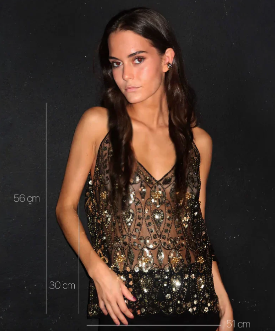 Sequin Evening Top-tops > evening tops-Laventaire-Laventaire