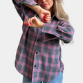 Shacket Checkered Slim Fit-shirts > slim fit shacket-Laventaire-Pink-S-Laventaire