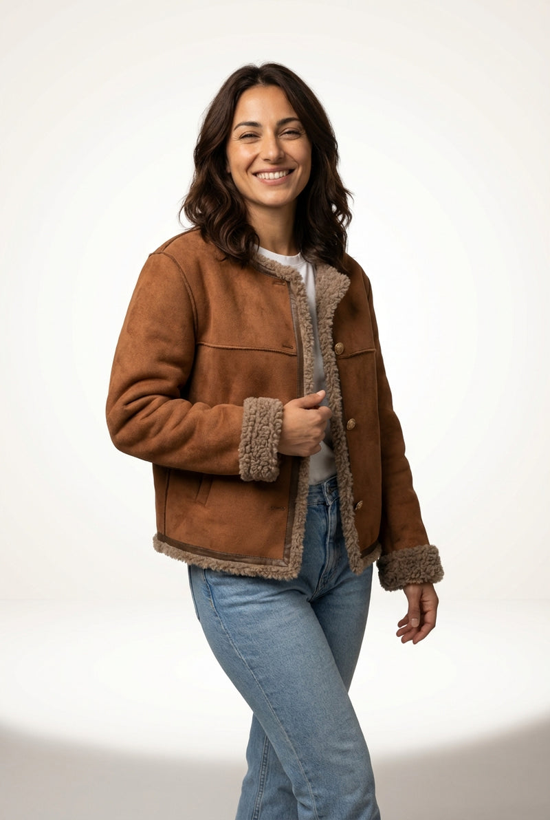 Short Casual Jacket-jackets > casual jackets-Laventaire-Brown-XS-Laventaire