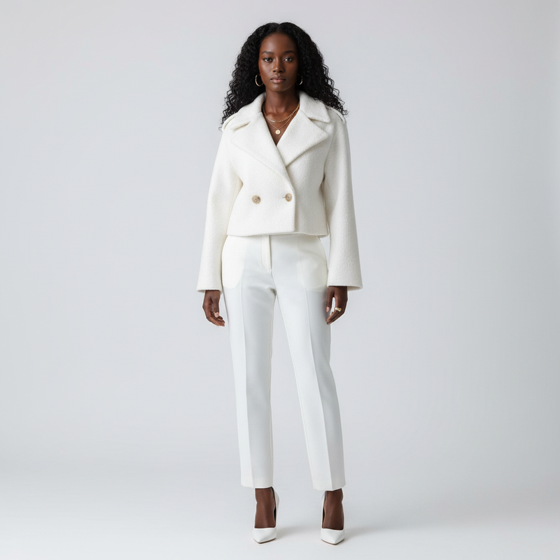 Short Coat V-Neck-outerwear > short coat-Laventaire-Laventaire