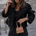 Short Coat V-Neck-outerwear > short coat-Laventaire-Black-S-Laventaire