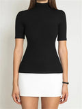 Short Sleeve Black Mini Dress-dresses > mini dress-Laventaire-Laventaire