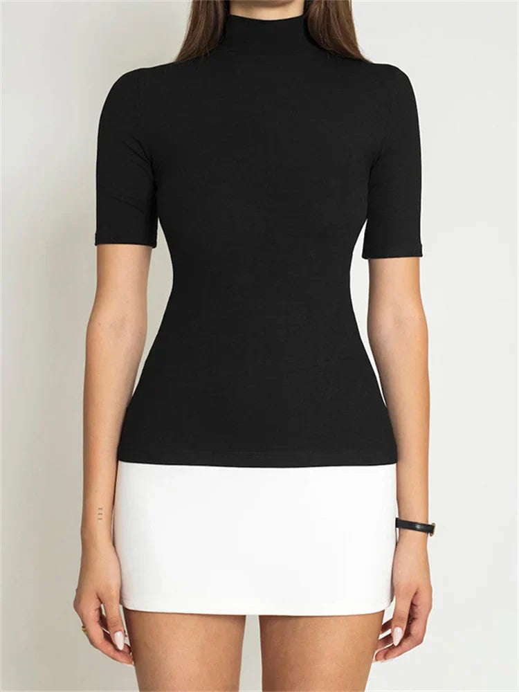 Short Sleeve Black Mini Dress-dresses > mini dress-Laventaire-Laventaire
