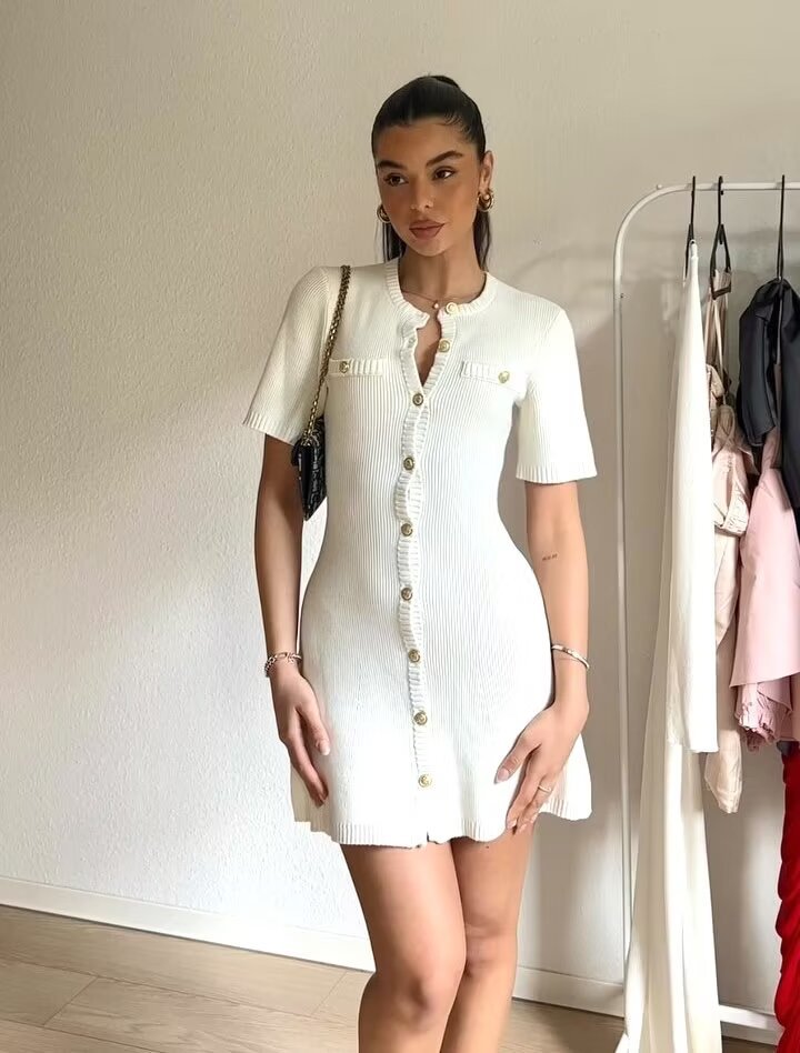 Short Sleeve Cardigan Mini Dress-dresses > mini dress-Laventaire-Laventaire