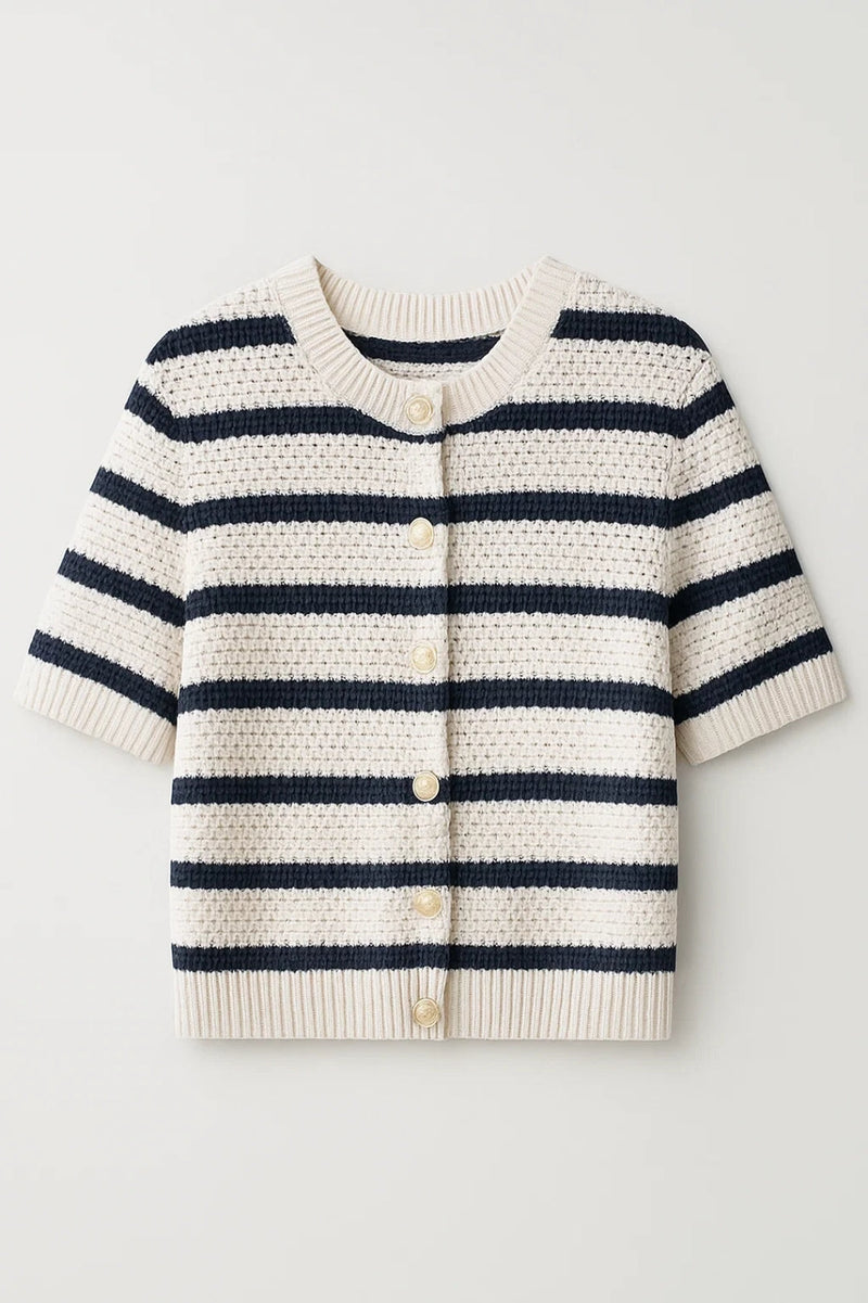 Short Sleeve Cardigan-cardigans > short sleeve cardigan-Laventaire-Laventaire
