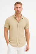Short Sleeve Casual Shirt-shirts > casual shirts-Laventaire-Beige-S-Laventaire