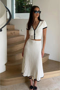 Short Sleeve Knitted Co-Ord-co-ord sets > knit sets-Laventaire-Laventaire