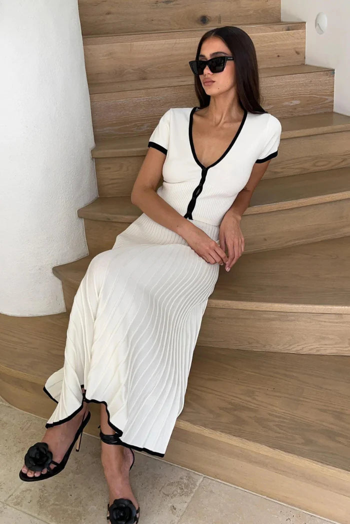 Short Sleeve Knitted Co-Ord-co-ord sets > knit sets-Laventaire-Laventaire