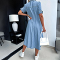 Short Sleeve Midi Dress-dresses > midi dress-Laventaire-Laventaire